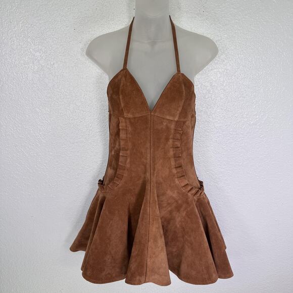 Understated Leather Free People Dress Womens Medium Sugar High Mini Suede  NEW